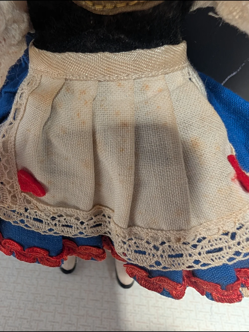 Vintage Austrian Trachen-Puppen Costume Doll with Blue, White & Red Outfit
